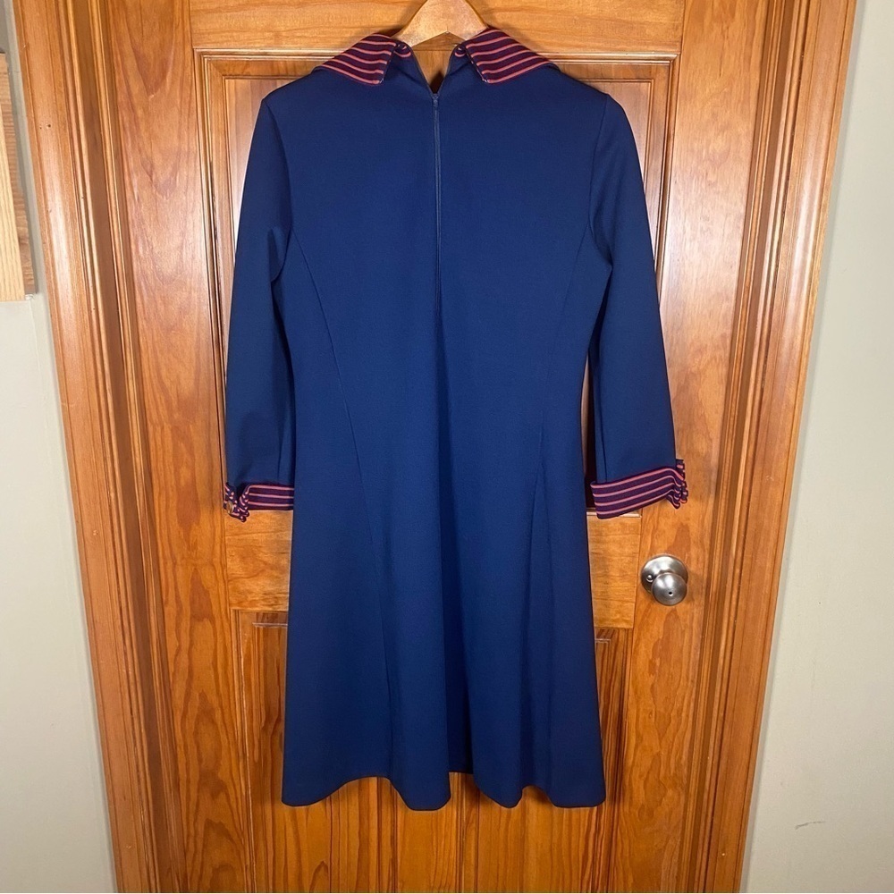Extremely RARE Vintage Chemise Lacoste 1970s Navy Dress with Red Stripe Accent - Picture 9 of 12